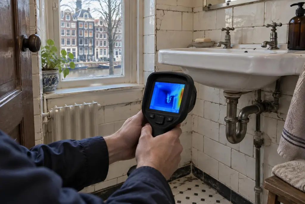 Lekdetectie Steenwijk – badkamer met oude leidingen achter de tegels