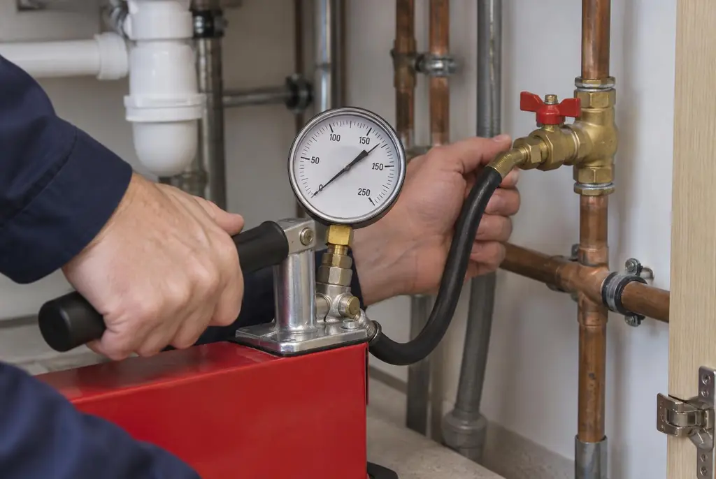 Lekdetectie Steenwijk – druktest op een waterleiding met een manometer