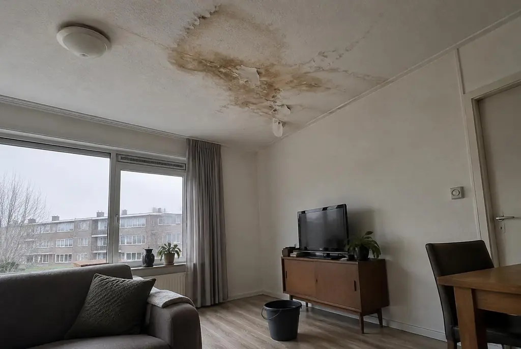 Lekdetectie Steenwijk – vochtplek op het plafond onder een badkamer